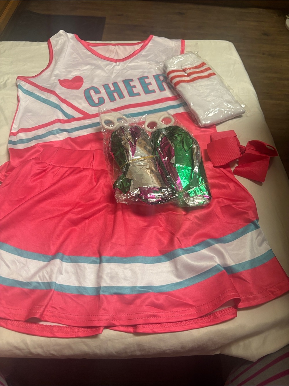 Cheerleader Costume Dress Set - Pink and White
